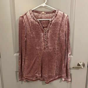 distressed burgundy long sleeve